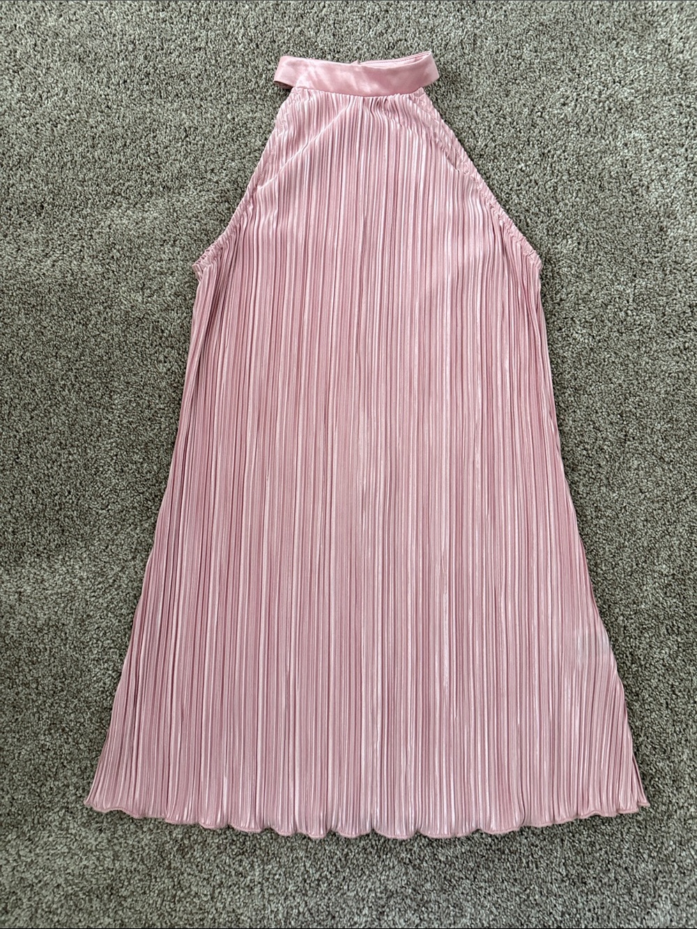 SHEIN Pink Pleated Halter Mini Dress